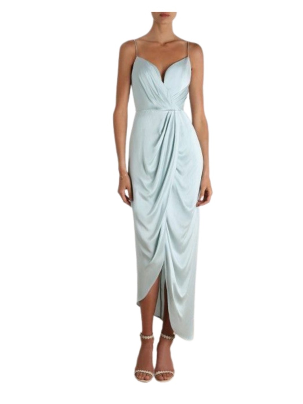Zimmermann Light Blue Sueded Silk Plunge Drape Midi Dress - Picture 9 of 12